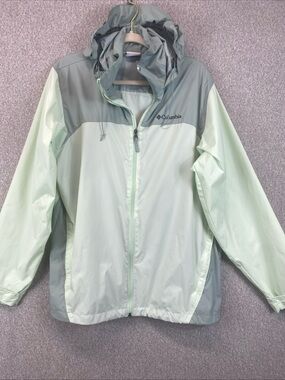 Columbia rain jacket women medium Lightweight Two Tone Green Hoodie Zipper